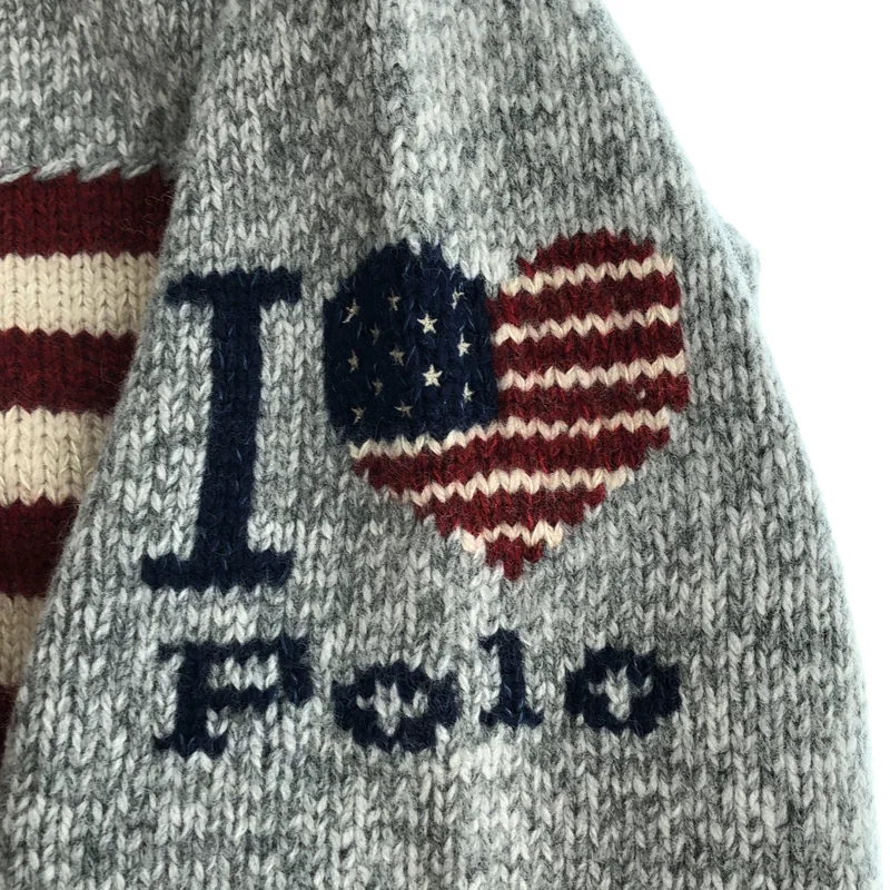POLO RALPH LAUREN / ポロラルフローレン | ウール 星条旗 ローゲージニット | L | メンズ