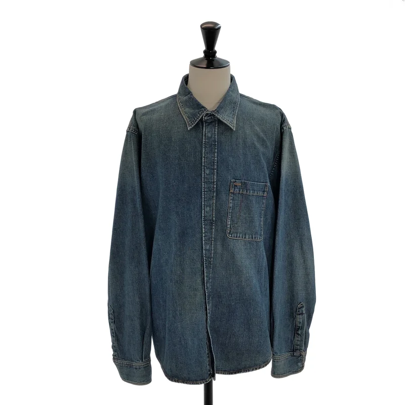 BALENCIAGA / バレンシアガ | バックロゴ 刺しゅう デニムシャツ | 38 | メンズ