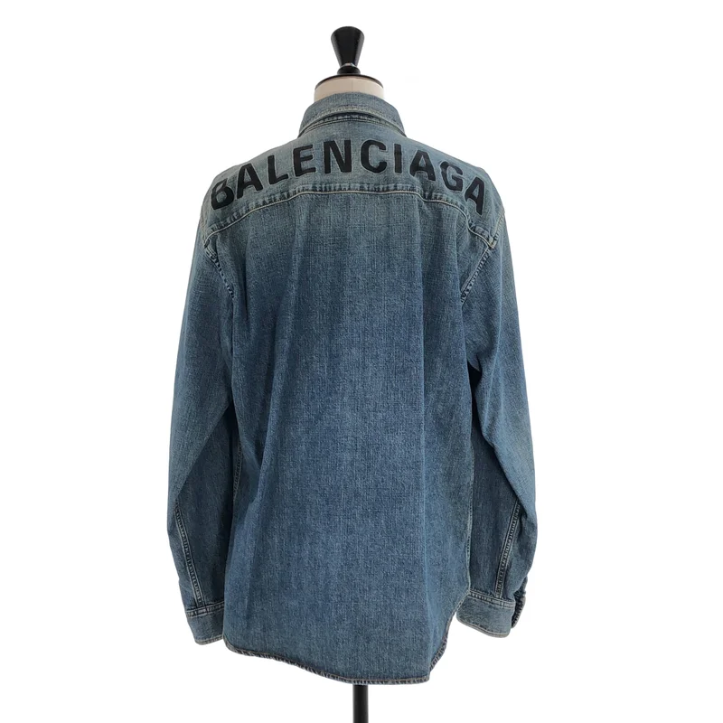 BALENCIAGA / バレンシアガ | バックロゴ 刺しゅう デニムシャツ | 38 | メンズ
