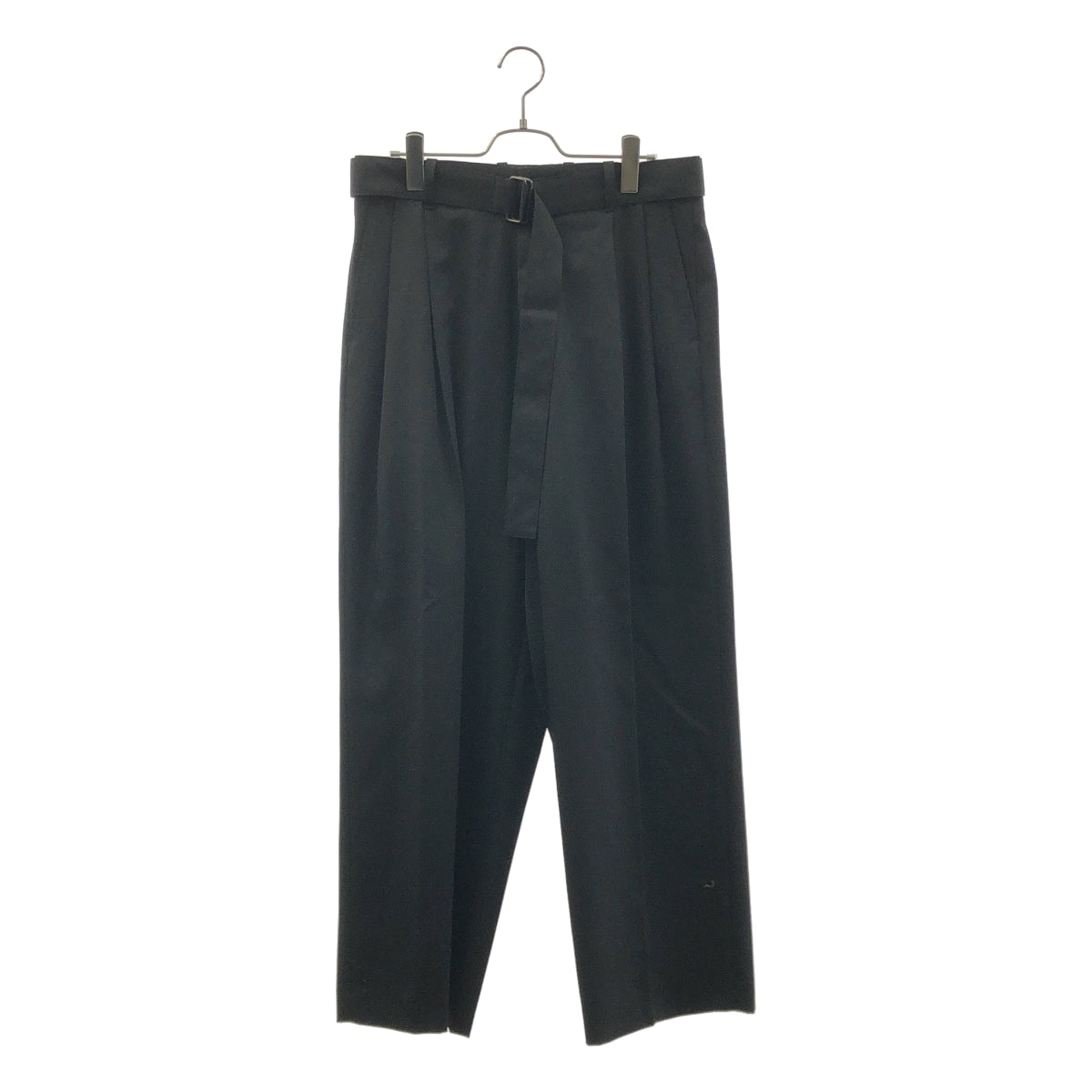 stein / シュタイン | Belted Wide Straight Trouses ウール ベルテッド ワイド ストレート トラウザー パンツ | M | ブラック | メンズ stein / シュタイン | Belted Wide Straight Trouses ウール
