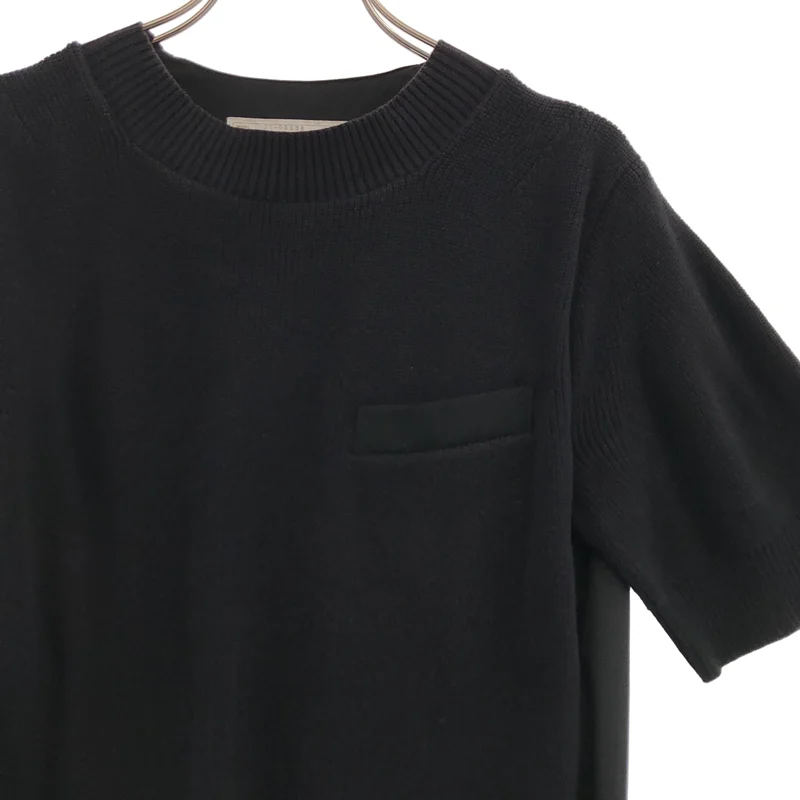 sacai / サカイ | 2021SS | Knit Suiting Dress / コットン 異素材 切替 ドッキング ニット ワンピース | 1 | レディース
