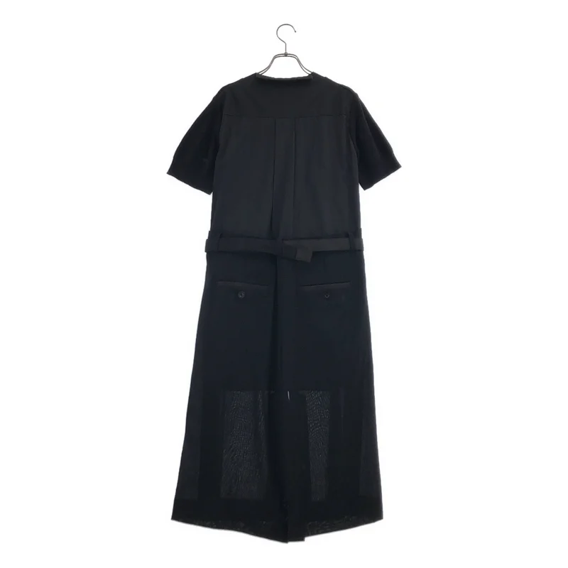 sacai / サカイ | 2021SS | Knit Suiting Dress / コットン 異素材 切替 ドッキング ニット ワンピース | 1 | レディース