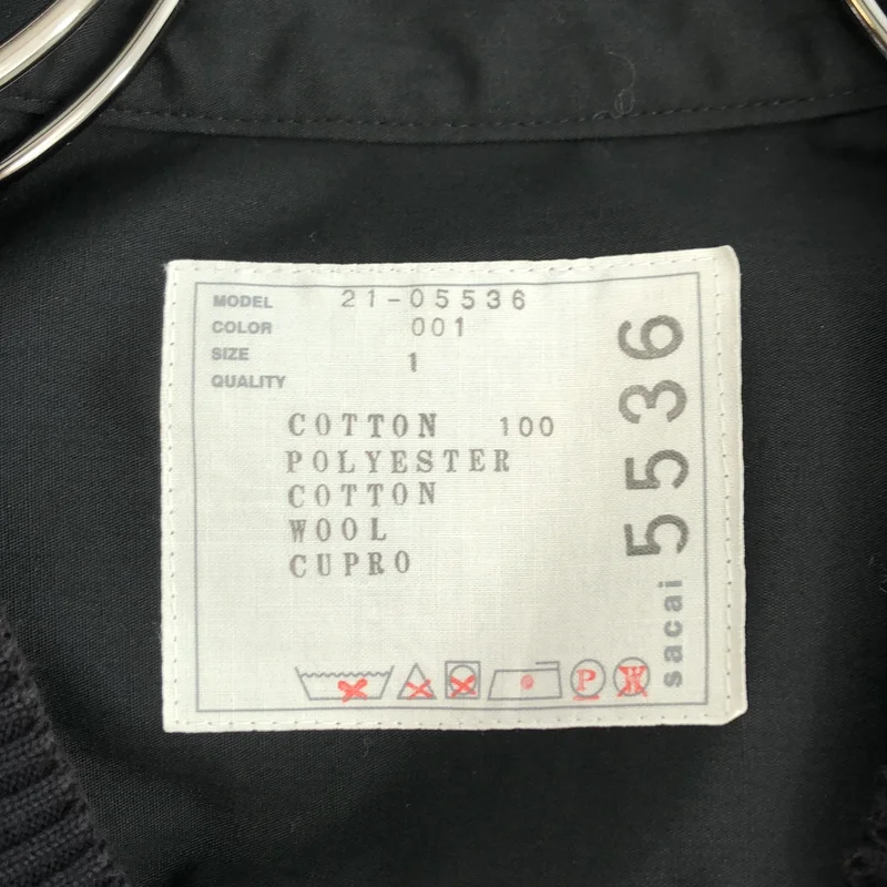 sacai / サカイ | 2021SS | Knit Suiting Dress / コットン 異素材 切替 ドッキング ニット ワンピース | 1 | レディース