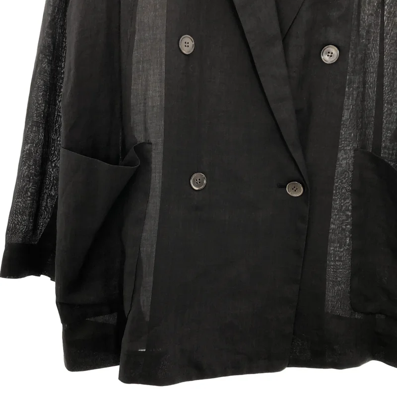 ebure / エブール | リネン ダブルブレスト テーラード ジャケット | 38 | レディース