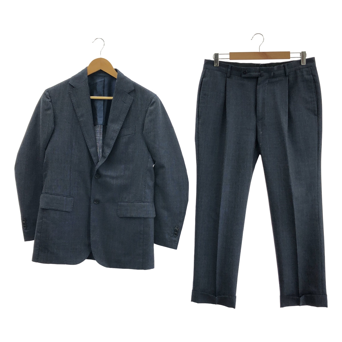 【美品】  Stile Latino / スティレラティーノ | セットアップ スーツ / AULE03R2 ウール モヘア 3B テーラードジャケット / タック スラックス パンツ | 46 | ネイビー | メンズ 美品】 Stile Latino / スティレラティーノ | セットアップ スーツ
