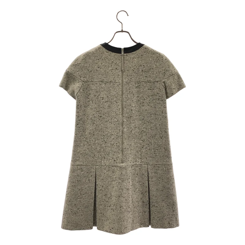 FOXEY NEW YORK / フォクシーニューヨーク | ウール ツイード エコレザーカラー ワンピース | 40 | レディース