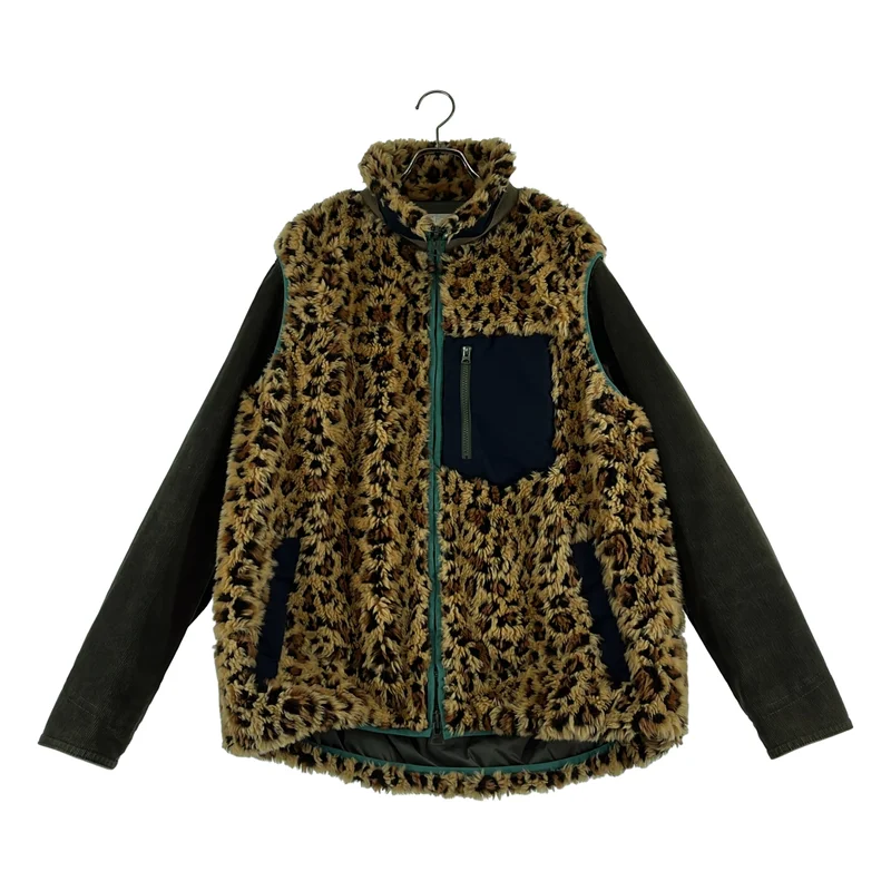 sacai / サカイ | 異素材 切替 レオパード コーデュロイドッキングスリーブ ジャケット / 総裏地 | 2 | メンズ