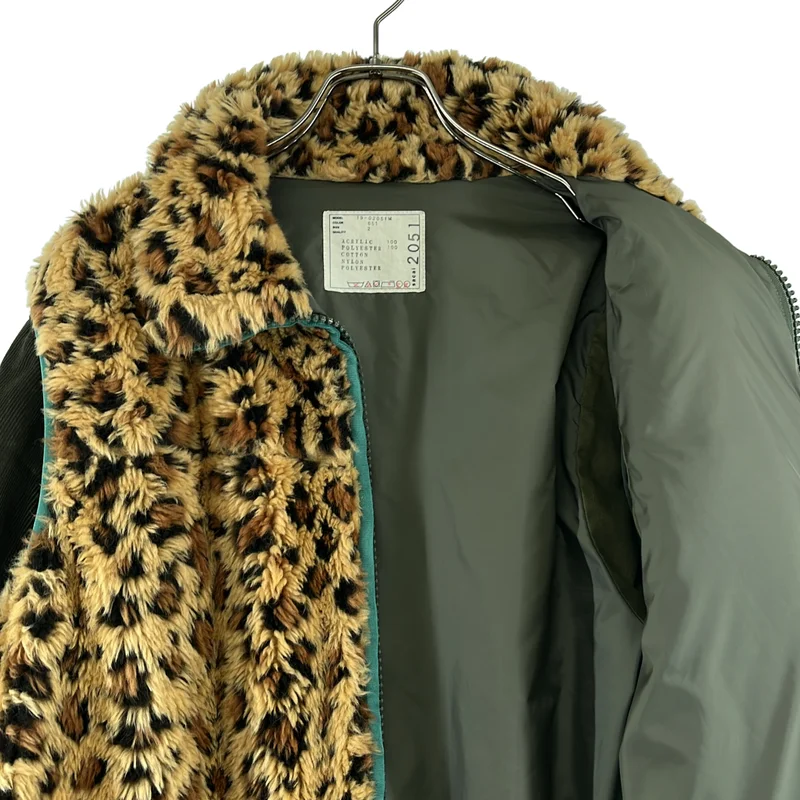 sacai / サカイ | 異素材 切替 レオパード コーデュロイドッキングスリーブ ジャケット / 総裏地 | 2 | メンズ