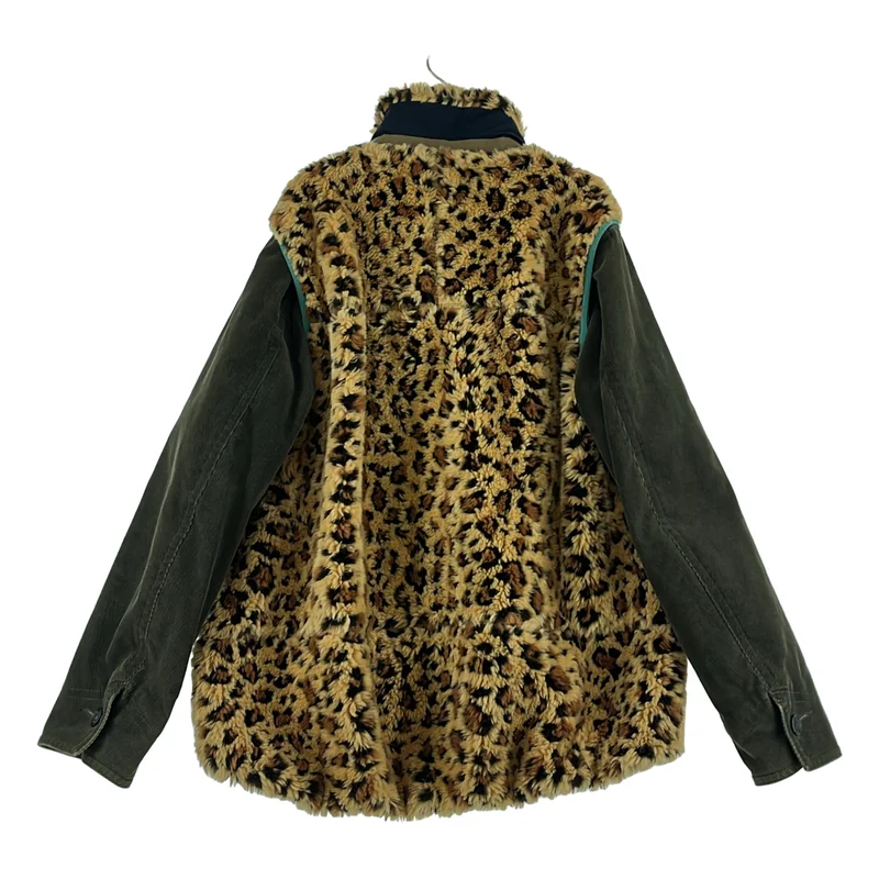 sacai / サカイ | 異素材 切替 レオパード コーデュロイドッキングスリーブ ジャケット / 総裏地 | 2 | メンズ
