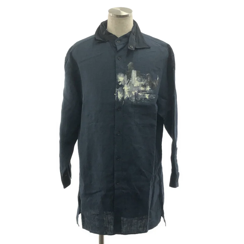 YOHJI YAMAMOTO POUR HOMME / ヨウジヤマモトプールオム | 2023SS | リネン ペイント加工 2WAY ロングシャツ | 2 | メンズ