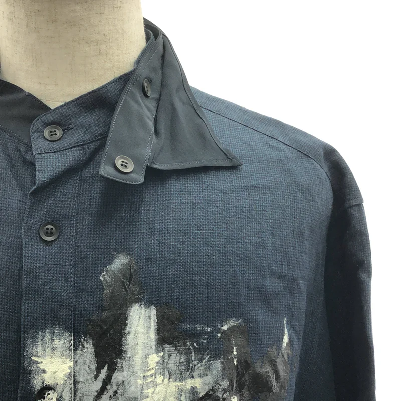 YOHJI YAMAMOTO POUR HOMME / ヨウジヤマモトプールオム | 2023SS | リネン ペイント加工 2WAY ロングシャツ | 2 | メンズ
