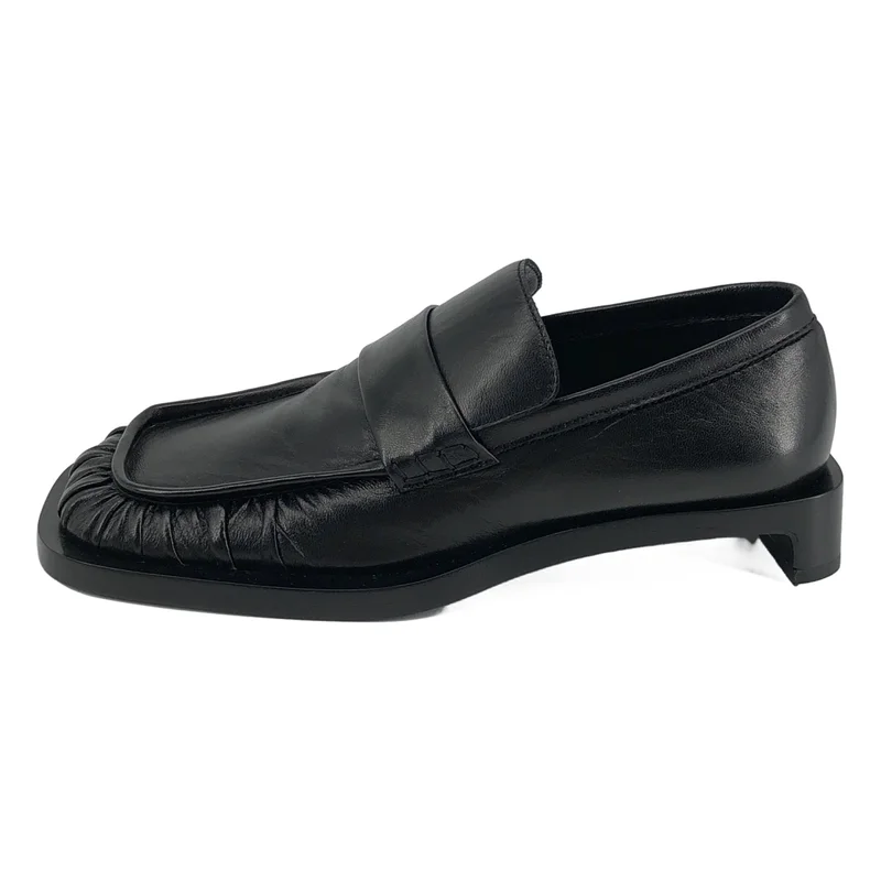 JIL SANDER / ジルサンダー | レザー スクエアトゥ ギャザー ローファー | 36 | レディース