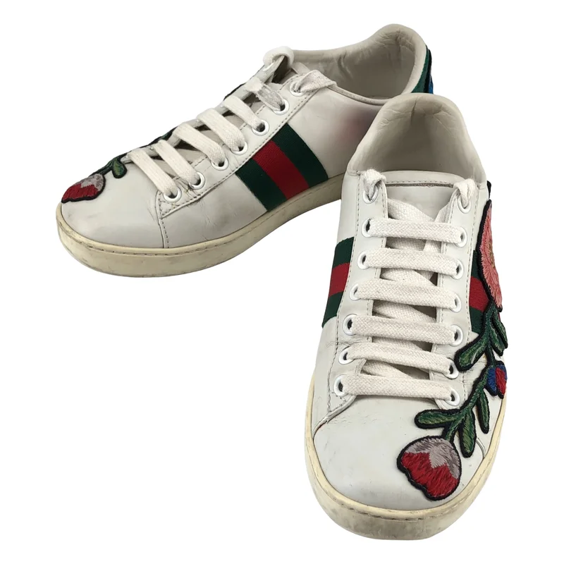 GUCCI / グッチ | Ace Floral Embroidery Sneakers レザー スニーカー | 34 1/2 | レディース