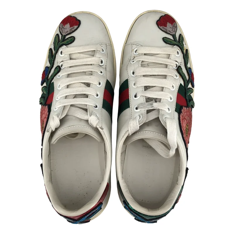 GUCCI / グッチ | Ace Floral Embroidery Sneakers レザー スニーカー | 34 1/2 | レディース