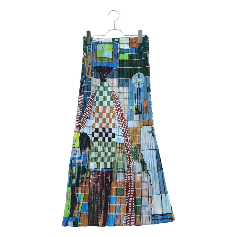 PLEATS PLEASE ISSEY MIYAKE / プリーツプリーズイッセイミヤケ | 2001AW | 総柄プリント グラデーションプリーツ スカート | 3 | レディース