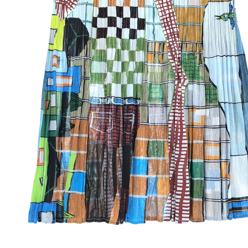 PLEATS PLEASE ISSEY MIYAKE / プリーツプリーズイッセイミヤケ | 2001AW | 総柄プリント グラデーションプリーツ スカート | 3 | レディース