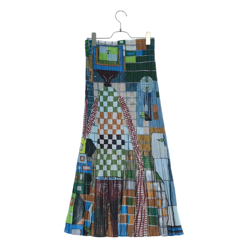 PLEATS PLEASE ISSEY MIYAKE / プリーツプリーズイッセイミヤケ | 2001AW | 総柄プリント グラデーションプリーツ スカート | 3 | レディース