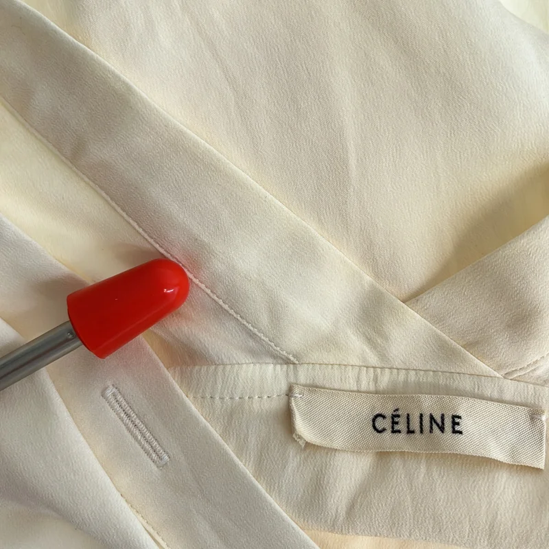 CELINE / セリーヌ | フィービー期 / シルク混 Vネック シャツ