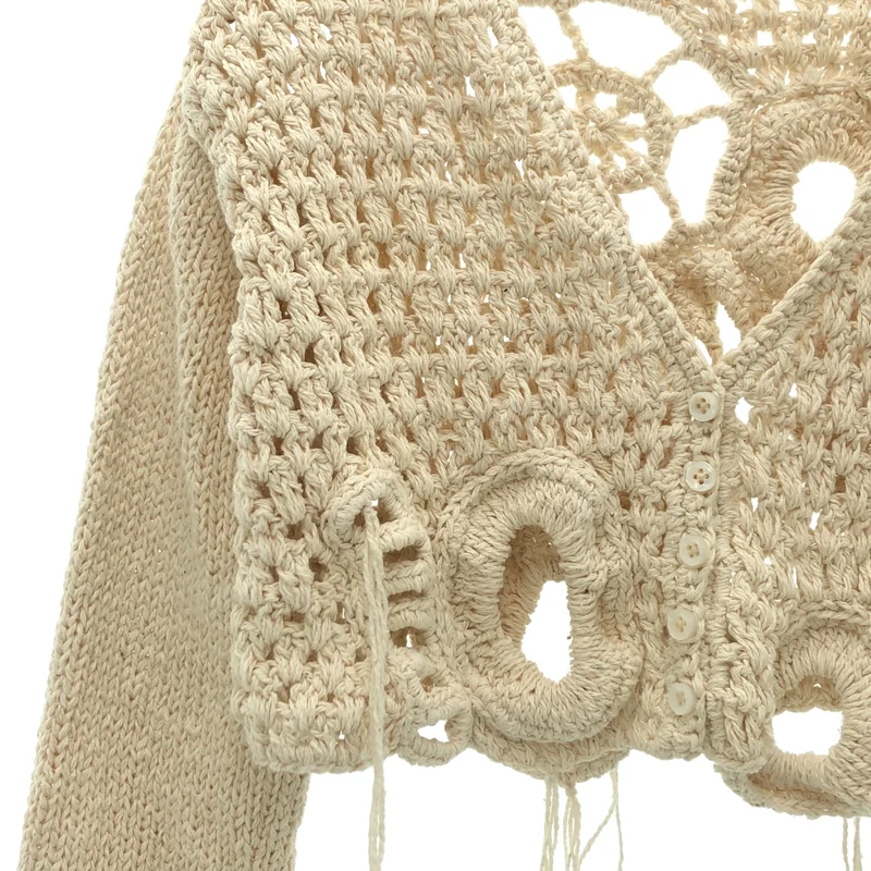 ERiKOKATORi / エリコカトリ | hand knit cardigan クロシェ クロップド カーディガン | F | レディース