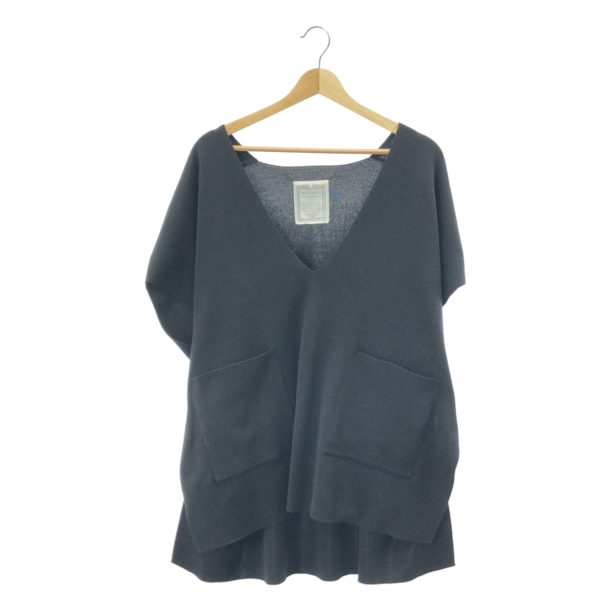 【美品】  BEARDSLEY / ビアズリー | コットン  スリット ロング Vネックニットベスト | F | ブラック | レディース 美品】 BEARDSLEY / ビアズリー | コットン スリット ロング Vネック