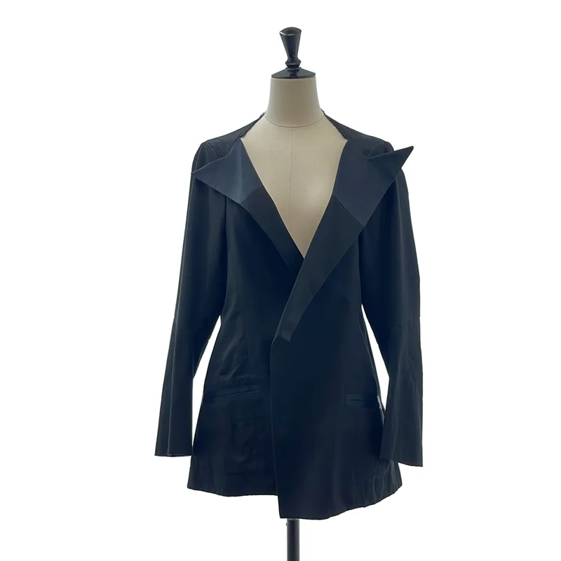 Yohji Yamamoto FEMME / ヨウジヤマモトファム | 断ち切り ピークドラペル ジャケット | 1 | レディース