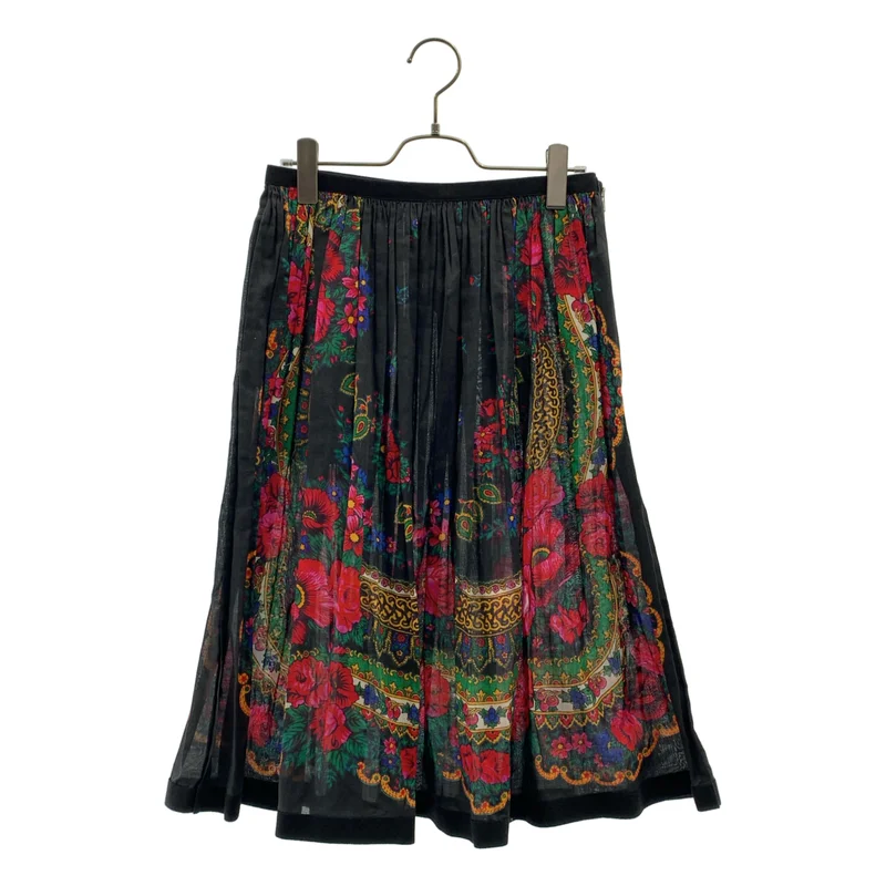 tricot COMME des GARCONS / トリココムデギャルソン | 2014SS | 総柄 フラワー サイドジップ ギャザー スカート | S | レディース