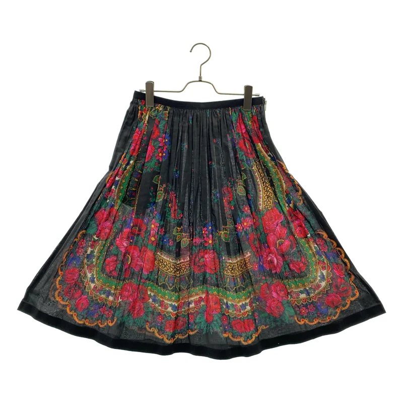 tricot COMME des GARCONS / トリココムデギャルソン | 2014SS | 総柄 フラワー サイドジップ ギャザー スカート | S | レディース
