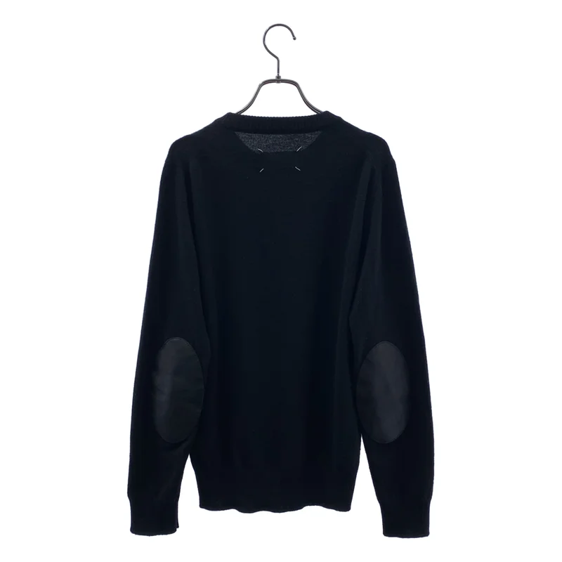 Maison Margiela / メゾンマルジェラ | Elbow Patch Crewneck Knit ウール レザー エルボーパッチ ニット | S | メンズ