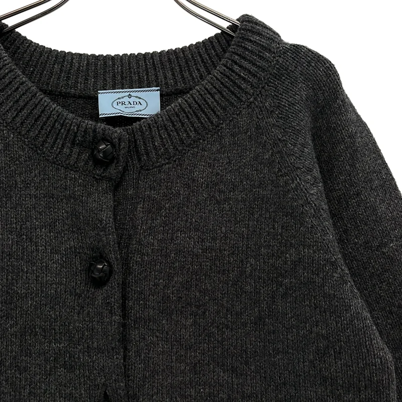 PRADA / プラダ | 2016AW | キャメル ケーブル切替 クルーネック カーディガン | 38 | レディース