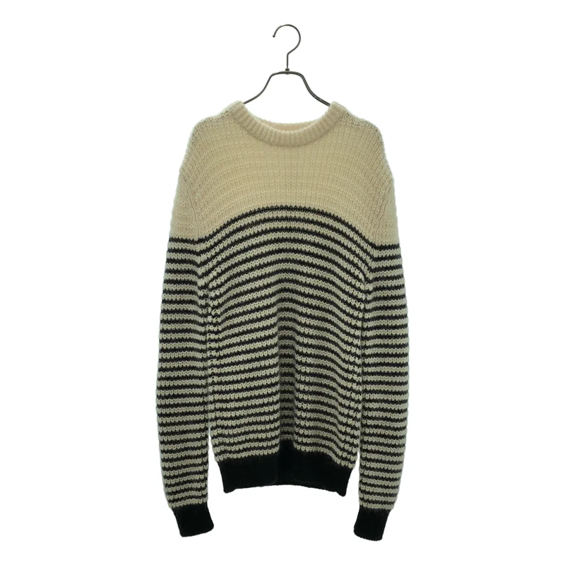SAINT LAURENT PARIS / サンローランパリ | 2019AW | PULL COL ROND / モヘヤ アルパカ混 ボーダー ローゲージニット | S | メンズ