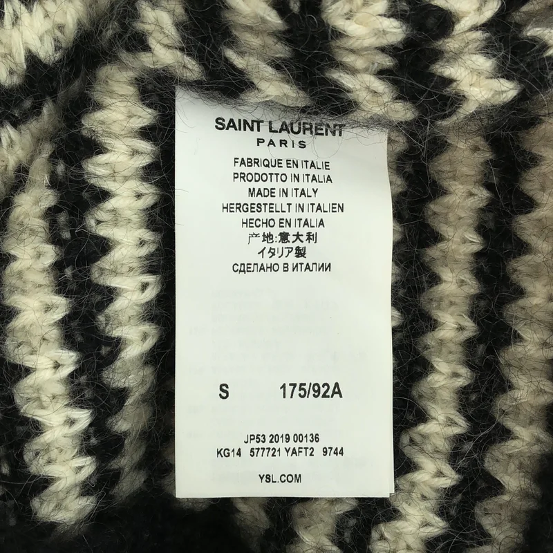 SAINT LAURENT PARIS / サンローランパリ | 2019AW | PULL COL ROND / モヘヤ アルパカ混 ボーダー ローゲージニット | S | メンズ
