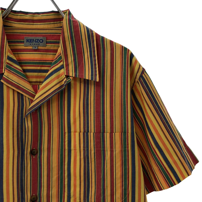 KENZO HOMME / ケンゾーオム | 1990s | VINTAGE / ヴィンテージ コットン ストライプ オープンカラー 半袖シャツ | 3 | メンズ
