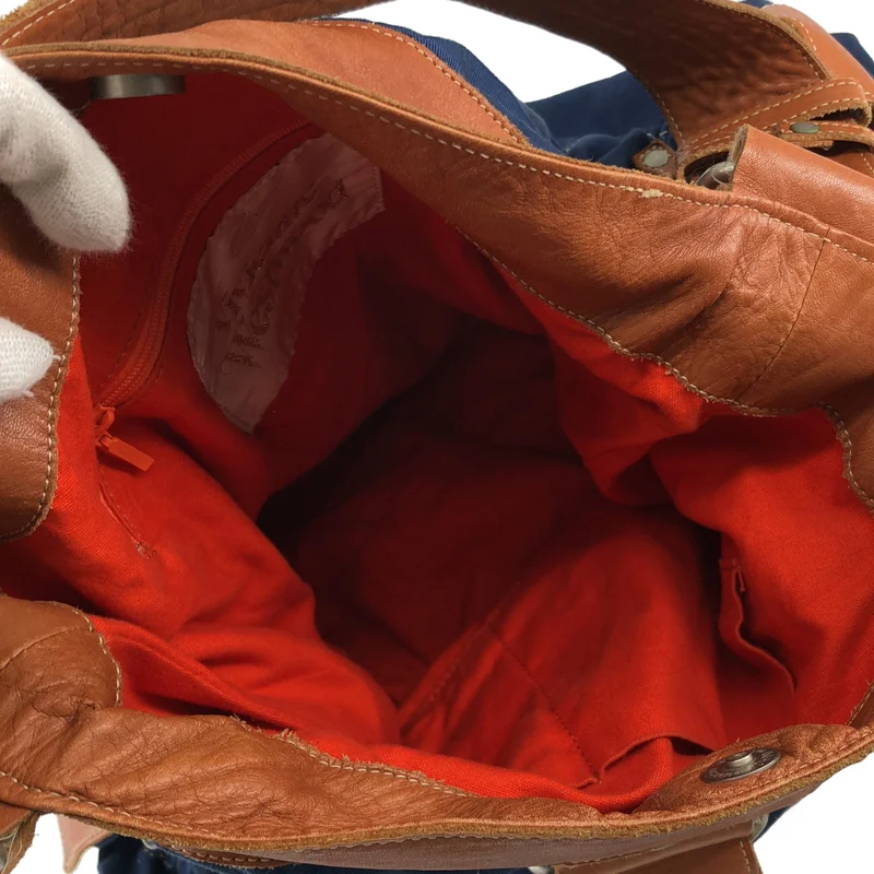 Vivienne Westwood / ヴィヴィアンウエストウッド | レザー コットン ショルダーバッグ |