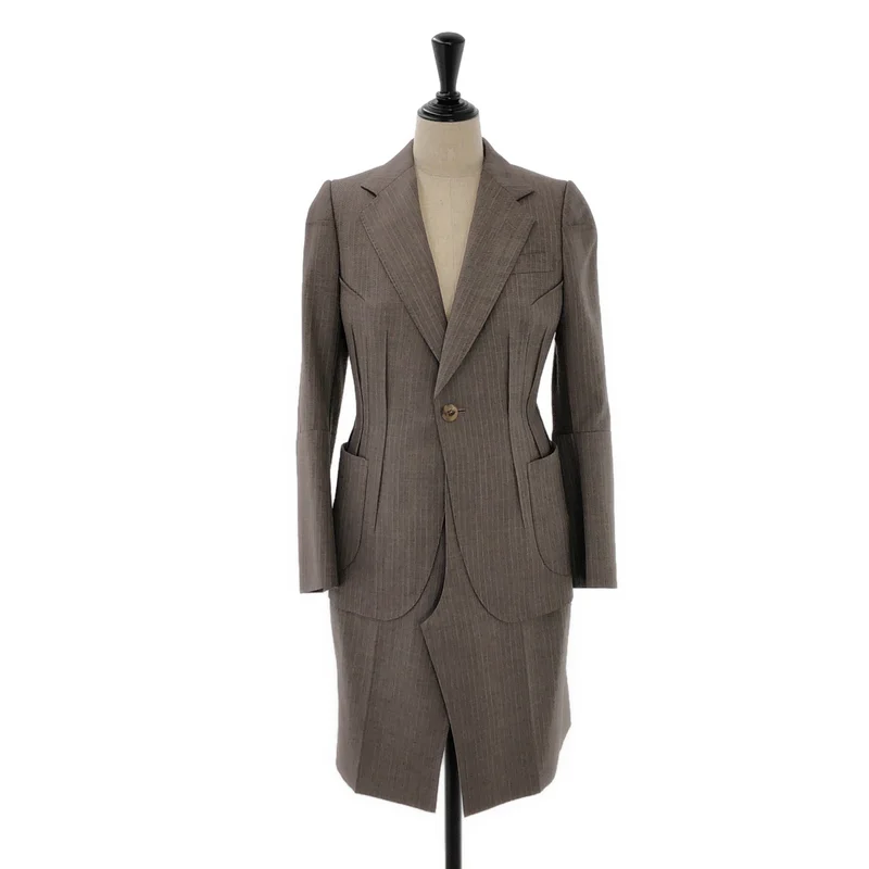 JUNYA WATANABE COMME des GARCONS / ジュンヤワタナベ | 2012AW | ウール ストライプ 再構築 ロングテーラードジャケット | S | レディース