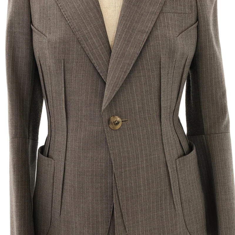 JUNYA WATANABE COMME des GARCONS / ジュンヤワタナベ | 2012AW | ウール ストライプ 再構築 ロングテーラードジャケット | S | レディース