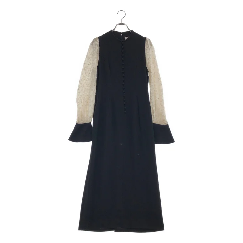 Mame Kurogouchi / マメクロゴウチ | Flower Motif Chiffon Sleeve Dress / フラワーモチーフシフォンスリーブ ワンピース | 1 | レディース