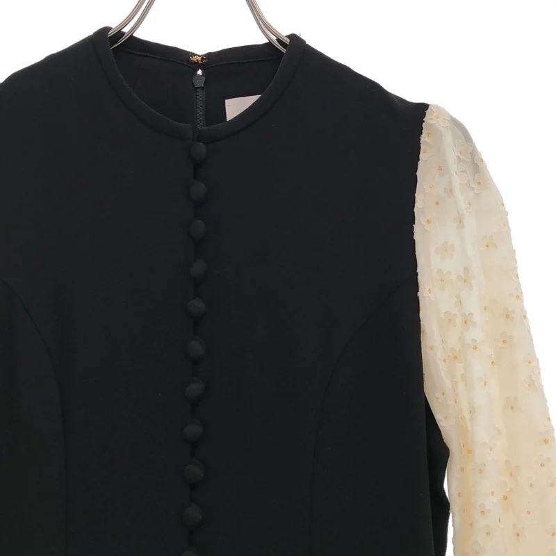 Mame Kurogouchi / マメクロゴウチ | Flower Motif Chiffon Sleeve Dress / フラワーモチーフシフォンスリーブ ワンピース | 1 | レディース