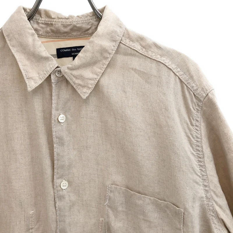 COMME des GARCONS HOMME / コムデギャルソンオム | 2006SS | リネン 製品洗い インナーWポケット 半袖シャツ | L | メンズ