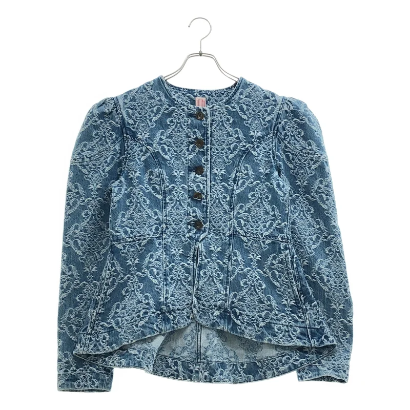 FETICO / フェティコ | DAMASK-JACQUARD DENIM PEPLUM JACKET ジャケット | 38 | レディース