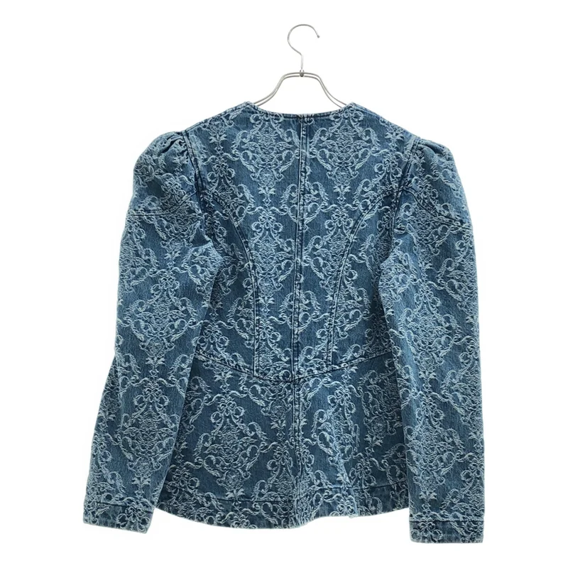 FETICO / フェティコ | DAMASK-JACQUARD DENIM PEPLUM JACKET ジャケット | 38 | レディース