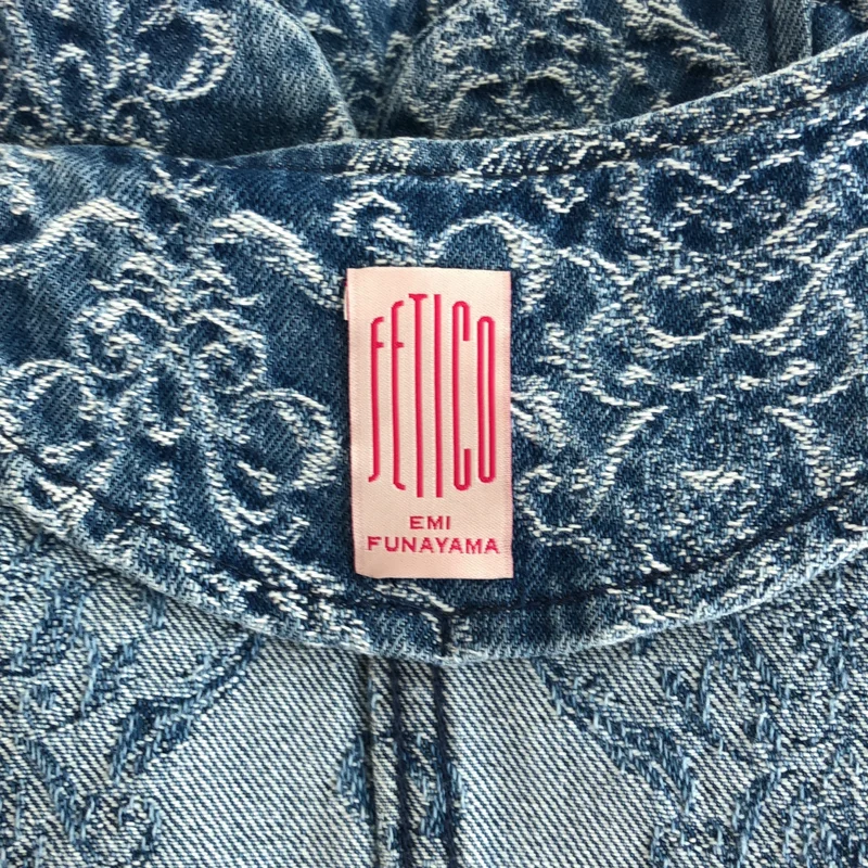 FETICO / フェティコ | DAMASK-JACQUARD DENIM PEPLUM JACKET ジャケット | 38 | レディース