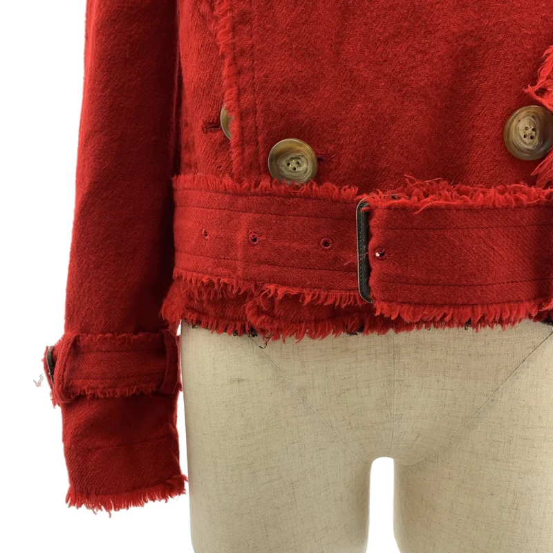 JUNYA WATANABE MAN PINK / ジュンヤワタナベマンピンク | 2004AW | ウール 変形 アシンメトリー カットオフ ベルテッド ダブルジャケット | S | レディース
