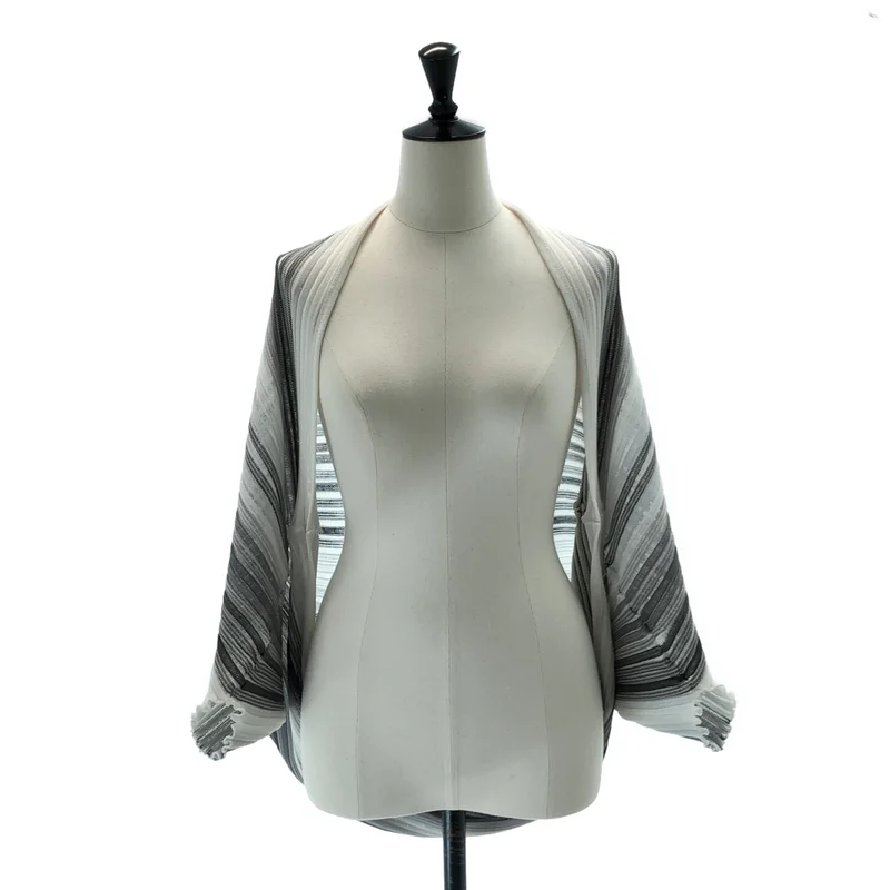 ISSEY MIYAKE / イッセイミヤケ | 2014SS | ボーダー 変形 ボレロ ニットカーディガン | 2 | レディース