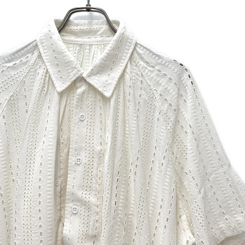 Engineered Garments / エンジニアドガーメンツ | LAB Shirt-Rayon Embroidery Eyelet / レーヨン アイレット刺しゅう ラボシャツ | 1 | メンズ