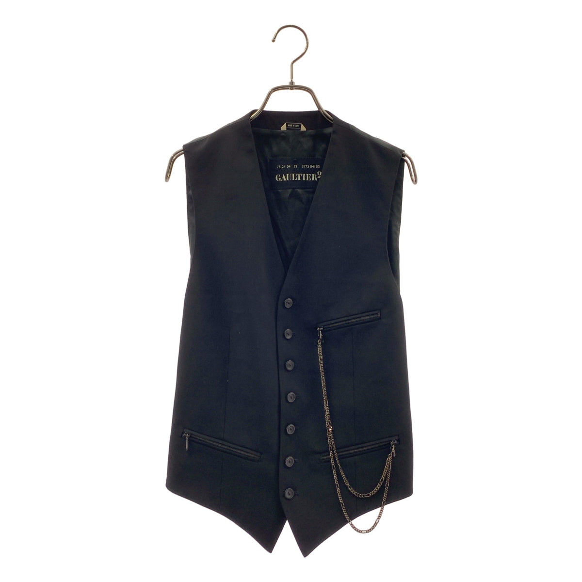 【美品】  JeanPaulGAULTIER / ジャンポールゴルチェ | 2 / チェーン ウール ボーダー切替 ベスト | 48 | ブラック | メンズ 美品】 JeanPaulGAULTIER / ジャンポールゴルチェ | 2 / チェーン