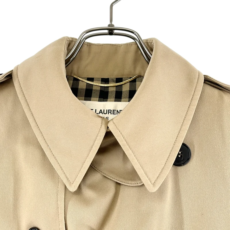 SAINT LAURENT PARIS / サンローランパリ | ベルテッド ロゴボタン トレンチコート / 総柄裏地 / 374896 | 36 | レディース