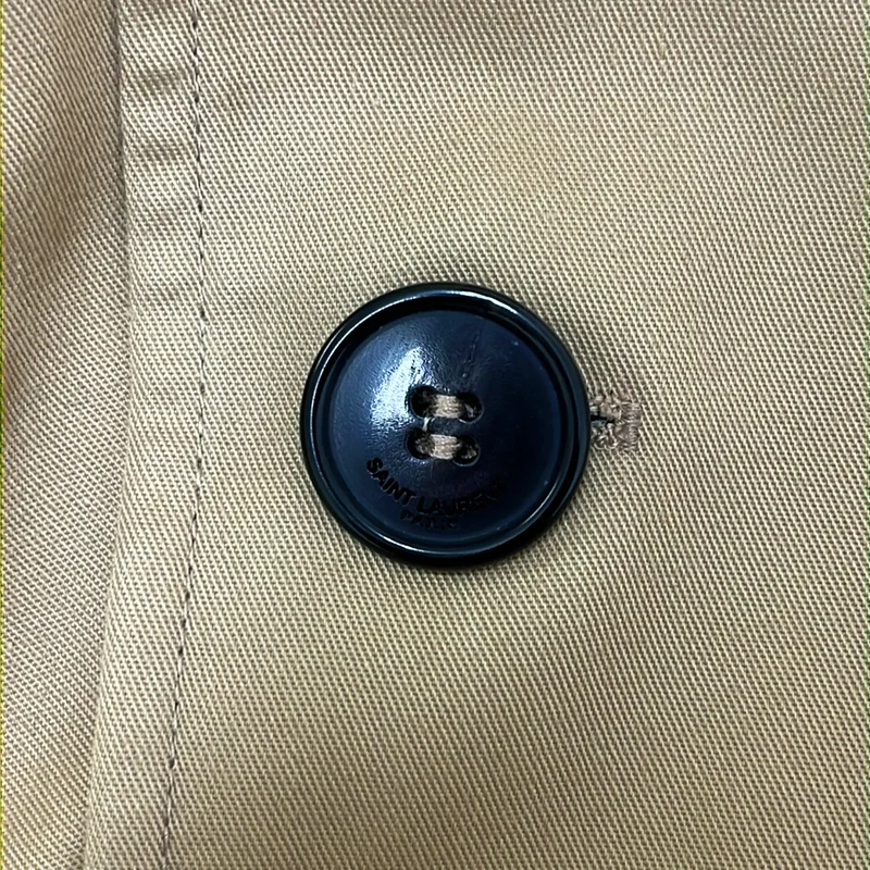 SAINT LAURENT PARIS / サンローランパリ | ベルテッド ロゴボタン トレンチコート / 総柄裏地 / 374896 | 36 | レディース