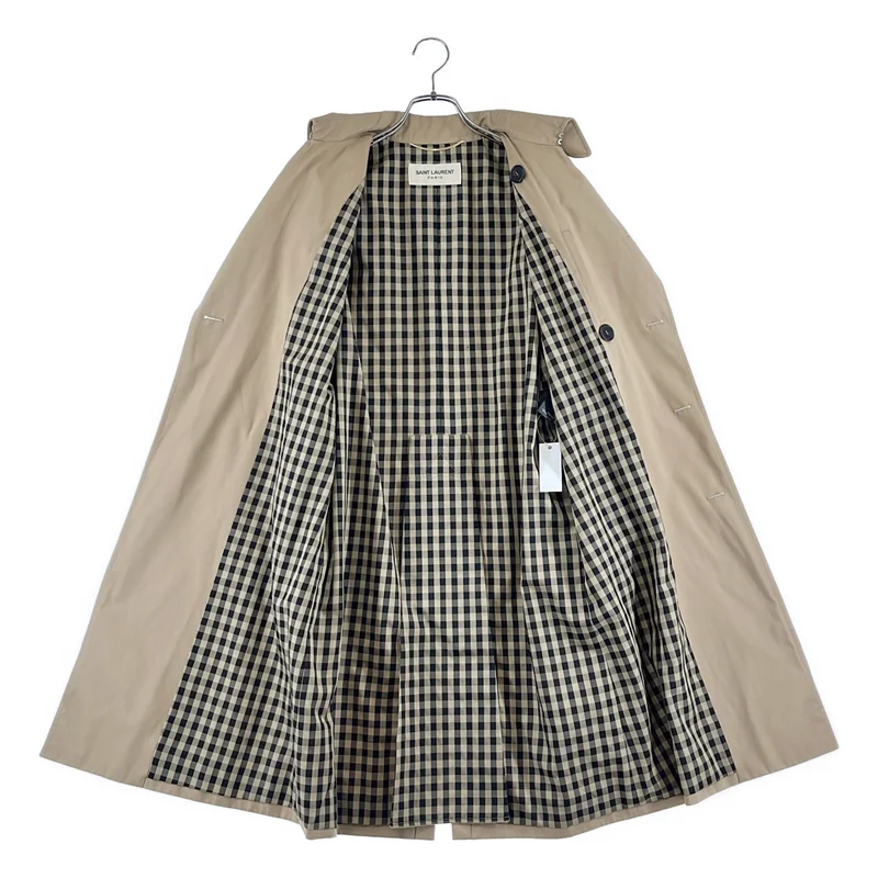 SAINT LAURENT PARIS / サンローランパリ | ベルテッド ロゴボタン トレンチコート / 総柄裏地 / 374896 | 36 | レディース
