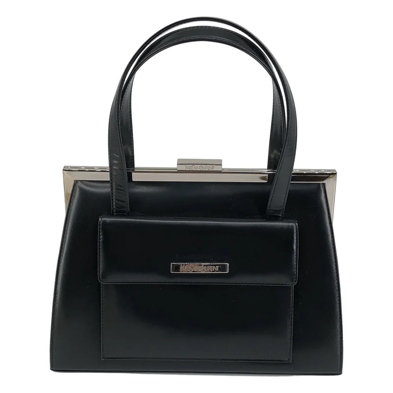YVES SAINT LAURENT / イヴサンローラン | レザー がま口 ハンドバッグ |
