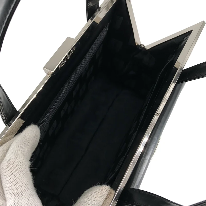 YVES SAINT LAURENT / イヴサンローラン | レザー がま口 ハンドバッグ |